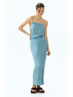H&M - Women Turquoise Low-Back Crepe Dress