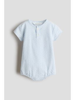 H&M - Boys Blue Seersucker Cotton Romper Suit