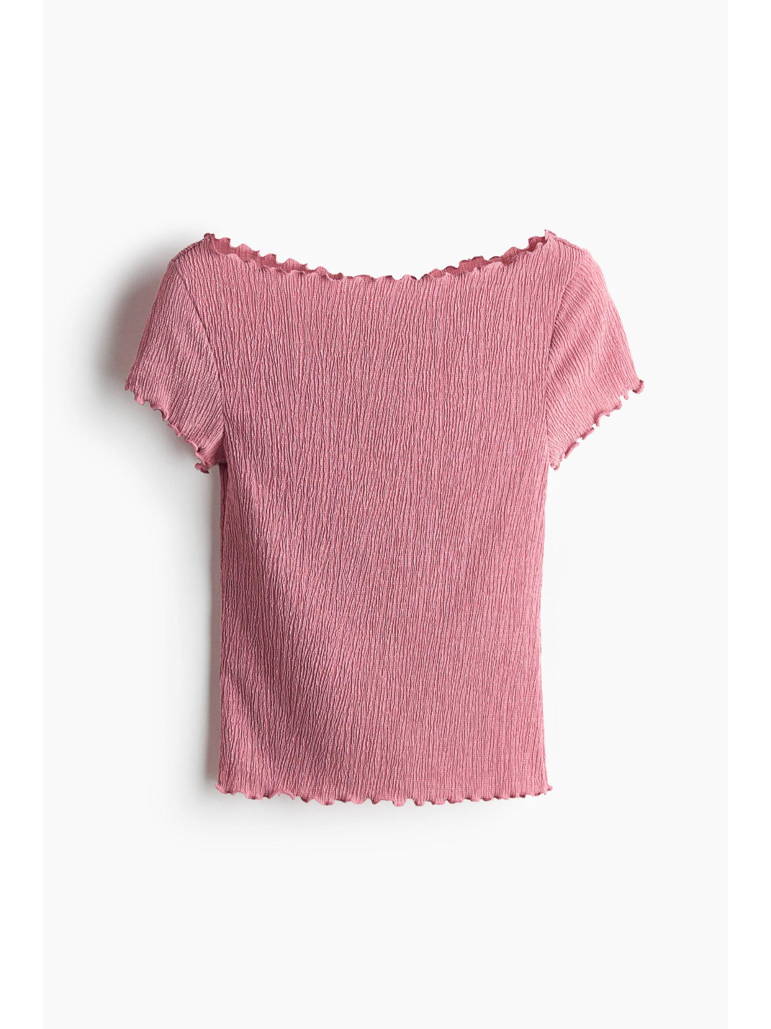h&m Women Pink Crinkled Boat-Neck Top-picture-32