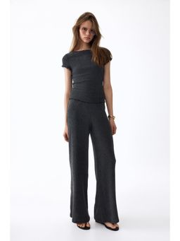 H&M - Women Grey Crinkled Jersey Trousers