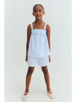 H&M - Girls Blue 2-Piece Cotton Seersucker Set