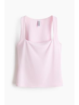 H&M - Women Pink Square-Neck Jersey Top
