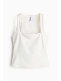 H&M - Women White Square-Neck Jersey Top