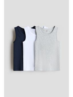 H&M - Boys Blue 3-Pack Cotton Vest Tops