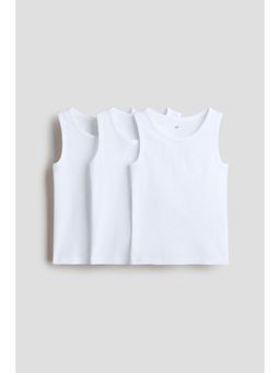 H&M - Boys White 3-Pack Cotton Vest Tops
