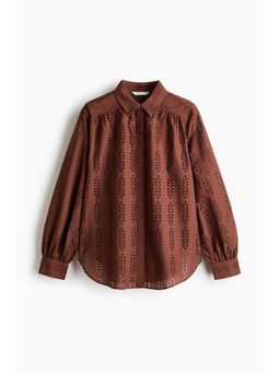 H&M - Women Brown Broderie Anglaise Cotton Shirt