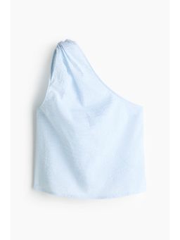 H&M - Women Blue One-Shoulder Seersucker Top