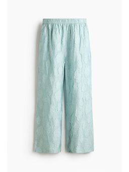 H&M - Women Turquoise Flared Jacquard-Weave Trousers