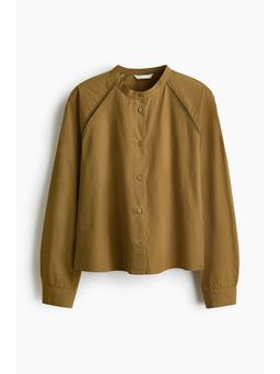 H&M - Women Green Ladder-Lace-Detail Cotton Blouse