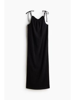 H&M - Women Black Crinkled Tie-Strap Dress