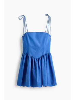 H&M - Women Blue Embroidered Flared-Skirt Dress