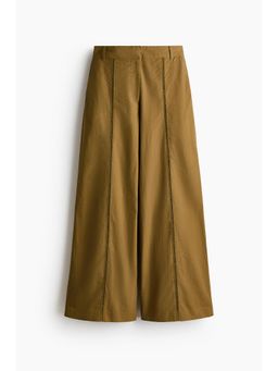 H&M - Women Green Lace-Inset Cotton Trousers