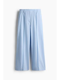 H&M - Women Blue Lace-Inset Cotton Trousers