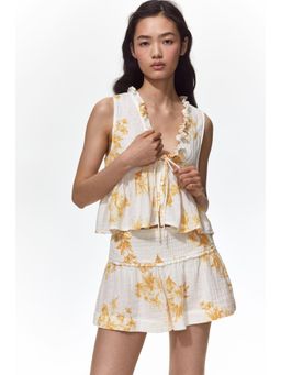 H&M - Women White Muslin Peplum Top