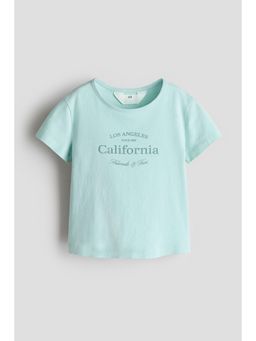 H&M - Girls Turquoise Printed Cotton T-Shirt