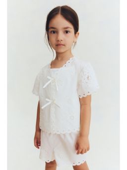 H&M - Girls White 2-Piece Broderie Anglaise Cotton Set