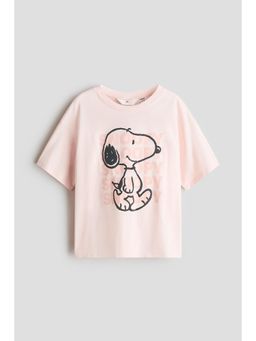 H&M - Girls Pink Printed Cotton T-Shirt