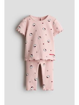 H&M - Girls Multi-Color 2-Piece Printed Cotton Set