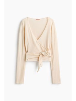 H&M - Women Beige Fine-Knit Wrap Cardigan
