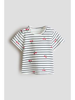 H&M - Girls White Printed Top