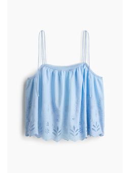 H&M - Women Blue Broderie Anglaise Tie-Strap Top