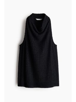 H&M - Women Black Crinkled Cowl-Neck Top