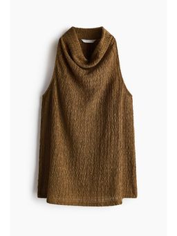 H&M - Women Beige Crinkled Cowl-Neck Top