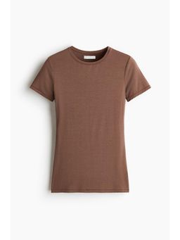 H&M - Women Brown Fitted Stretch T-Shirt