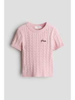 H&M - Girls Pink Cable-Knit T-Shirt