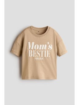 H&M - Boys Beige Print-Motif Cotton T-Shirt