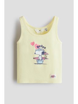 H&M - Girls Yellow Print-Motif Vest Top