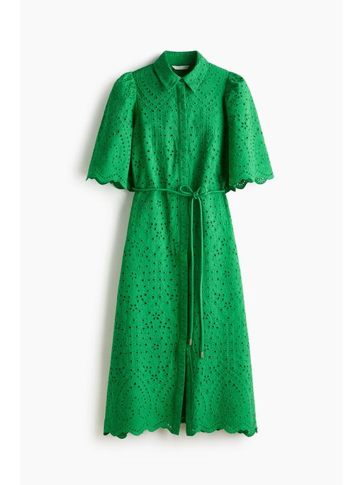 h&m broderie anglaise shirt dress Women's White Broderie anglaise shirt dress