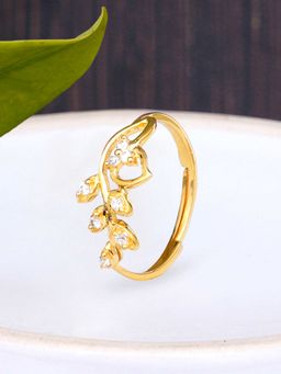 Karatcart - KUNUZ by Gold Plated 925 Sterling Silver Leaf Shape Adjustable Ring for Women