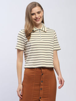 Madame - Striped Cream Regular T-Shirt
