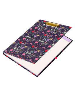 Alicia Souza - Navy Blue Floral Clipfolio with Notepad & Sticker Sheet