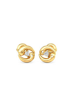 Candere by Kalyan Jewellers - 18K Yellow Gold and Diamond Cancer Stud Earring for Women