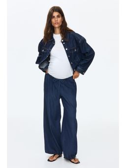 H&M - Women Blue MAMA Balloon-Leg Denim Trousers