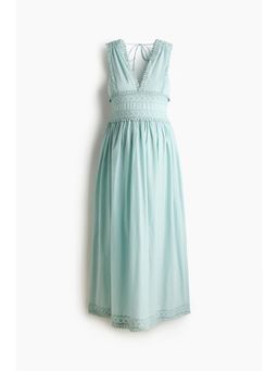 H&M - Women Turquoise MAMA Lace-Trimmed Cotton Nursing Dress