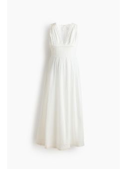 H&M - Women White MAMA Lace-Trimmed Cotton Nursing Dress