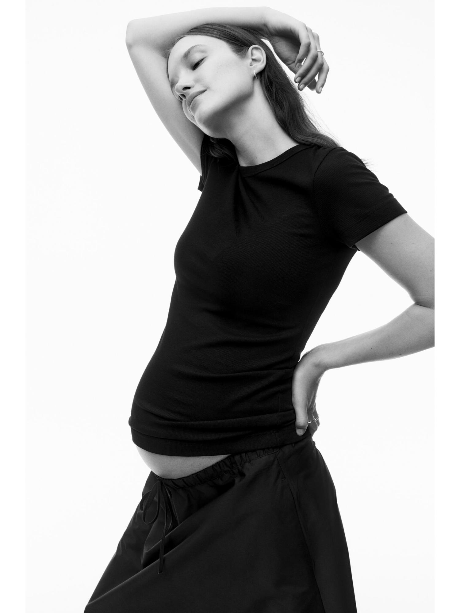 h&m Women Black MAMA Ribbed Jersey T-Shirt-picture-10