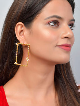 Silvermerc Designs - Gold Plated Rectangular Twisted Earrings