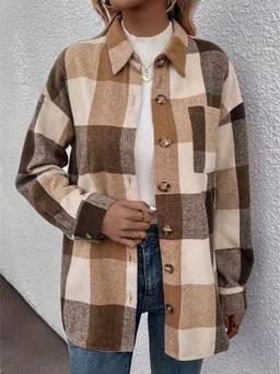 Oh Rare - Brown Women Plaid Long Sleeved Shirt