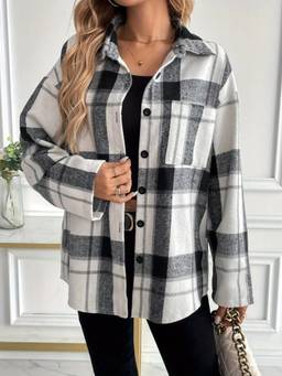 Oh Rare - Multi-Color Women Foreign Trade Plaid Brushed Style Shirt