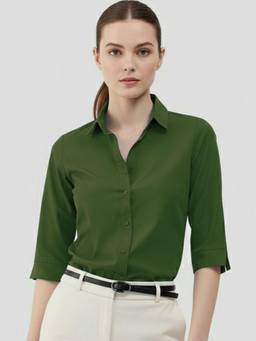 Oh Rare - Green Women Solid Casual Shirt