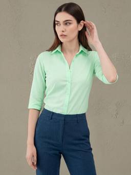 Oh Rare - Green Women Solid Casual Shirt