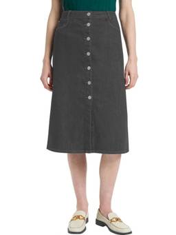 Tripursundari Fashion - Washed Black Straight Denim Long Skirt With Side Pockets