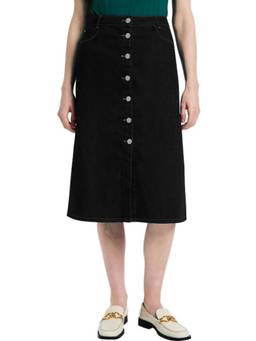 Tripursundari Fashion - Z Black Straight Denim Long Skirt With Side Pockets