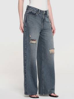 Xpose - Women Blue High Rise Stylised Pocket Baggy Wide Leg Jeans