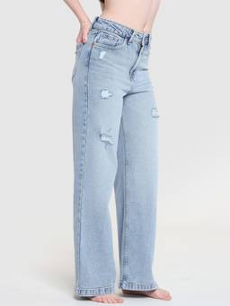 Xpose - Women Blue High Rise Vintage Wide Leg Jeans