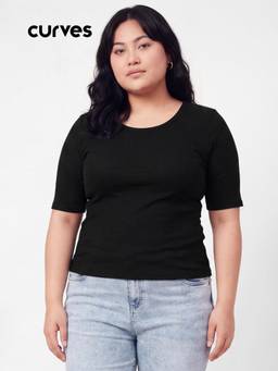 max - Black Women Ribbed Top